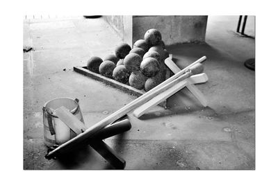 High angle view of breakfast on table