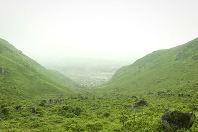 Scenic view of mountains against clear sky