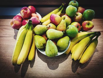 High angle view of apples on table