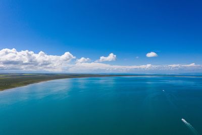 Scenic view of sea against blue sky