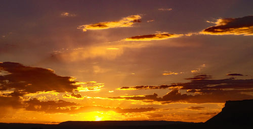 Scenic view of cloudy sky at sunset