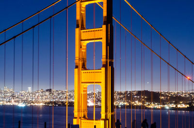 View of suspension bridge at dusk