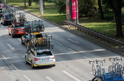 High angle view of traffic on road