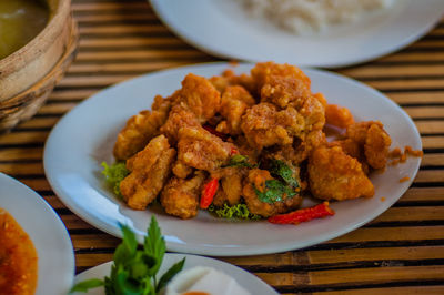 Close-up of appetizer served on table