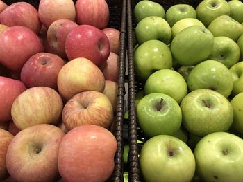 High angle view of apples for sale in market