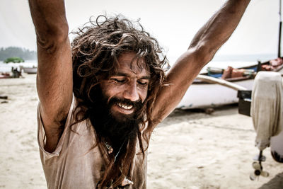 Portrait of man on beach