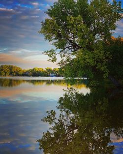 Scenic view of lake against sky