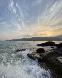 Scenic view of sea against sky during sunset