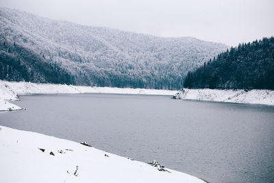 Scenic view of frozen lake against sky