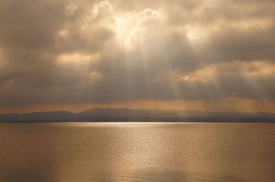Scenic view of sea against cloudy sky