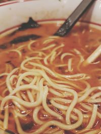 Close-up of noodles in plate
