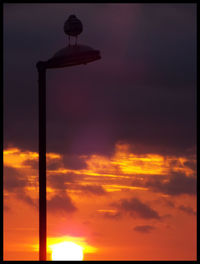 Low angle view of street light at sunset