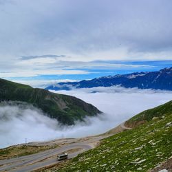 High angle view of mountain range