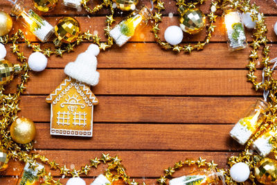 Christmas decorations on table