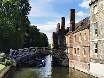 Bridge over canal amidst buildings against sky