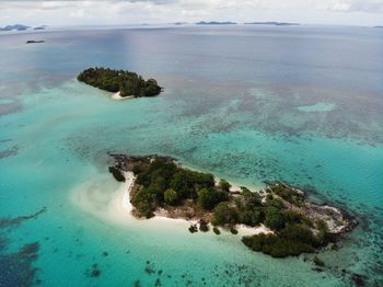 High angle view of island on beach