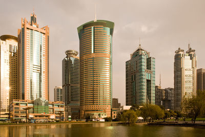 Skyline of modern office buildings at lujiazui financial district, pudong, shanghai, china