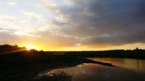 Scenic view of sunset over sea