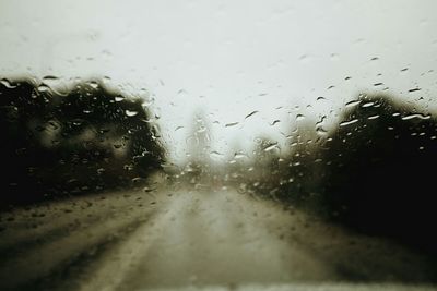 View of rain drops on road