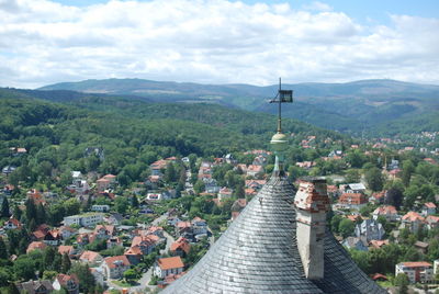 High angle view of buildings in city