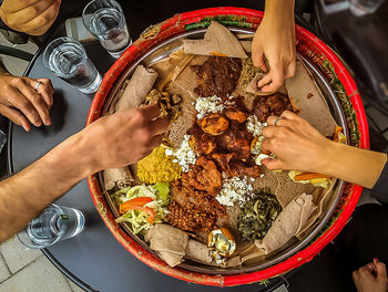 Close-up of woman eating food