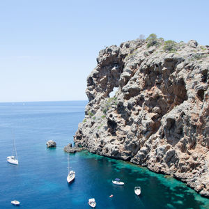 Scenic view of sea against clear sky