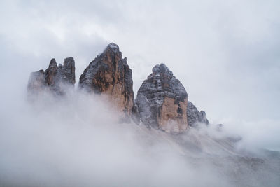 Panoramic view of rocks in mountains against sky