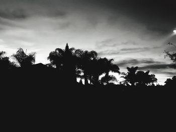 Low angle view of silhouette trees against sky