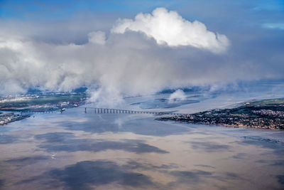 Scenic view of sea against cloudy sky