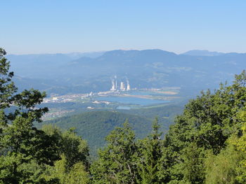 Scenic view of mountains against clear sky