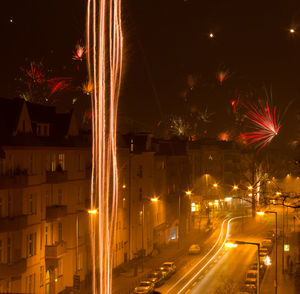 Light trails in city at night