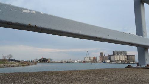 View of cityscape with river in background