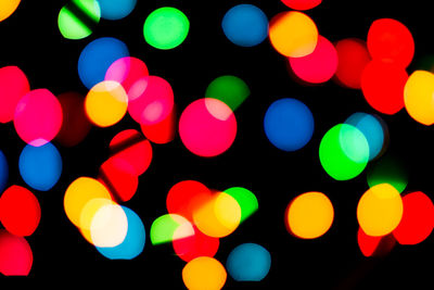 Defocused image of illuminated lights at night