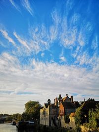 Houses and trees against sky