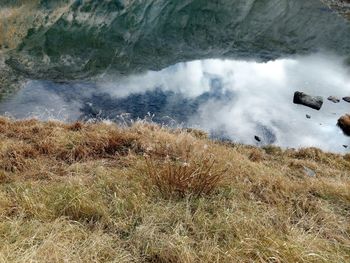 High angle view of sea waves