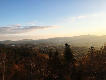 Scenic view of landscape against sky during sunset