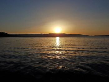 Scenic view of sunset over river