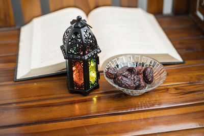 High angle view of food on table