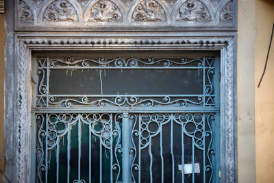 Closed door of old building