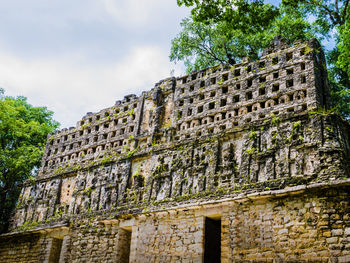 Low angle view of old building against sky