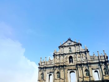 Ruins of st paul against sky on sunny day