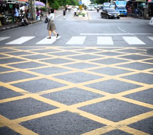 People walking on zebra crossing