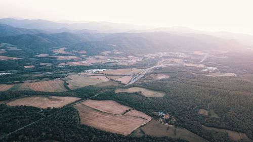 High angle view of spanish pyrenee landscape against sky