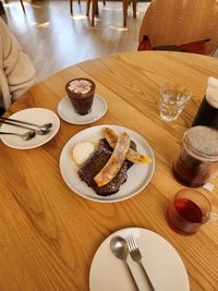 High angle view of food on table