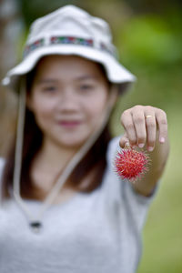 Close-up portrait of smiling girl