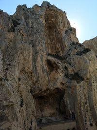 Low angle view of rock formations