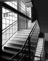 Black and white stairwell in stadium