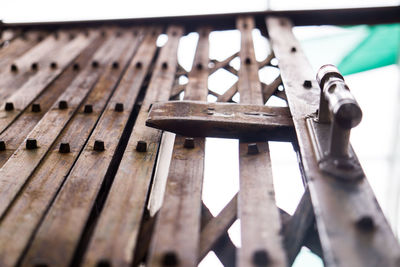 Close-up of rusty metallic gate