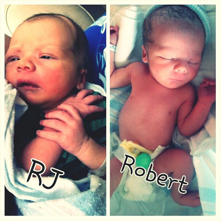 Both my boys as newborns
