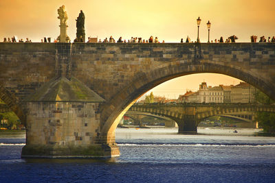 A picturesque view of charles bridge in prague